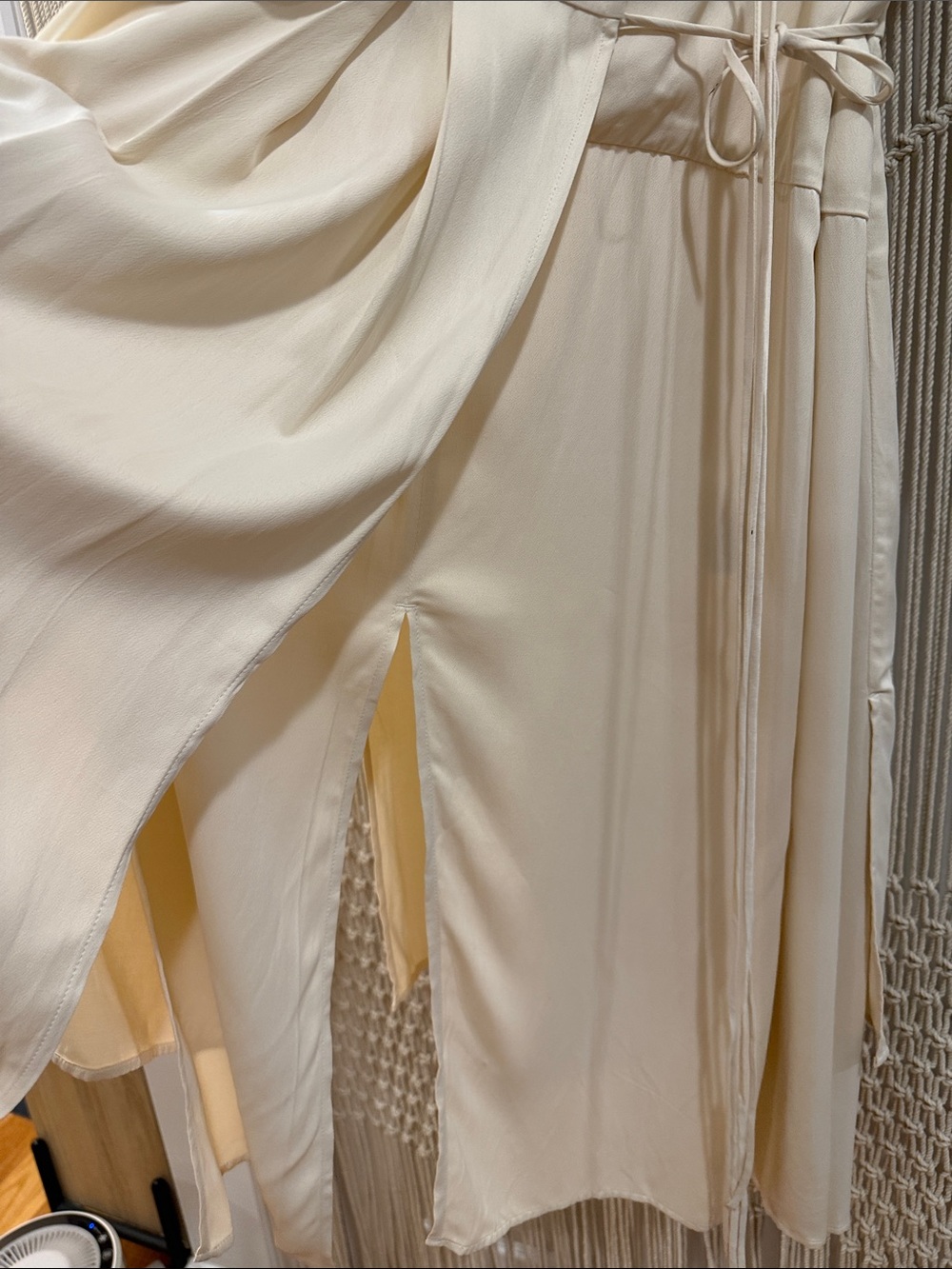 Banana Republic NWT Cream Wrap Midi Multi-Slit Dress with Long Sleeves - Picture 10 of 11